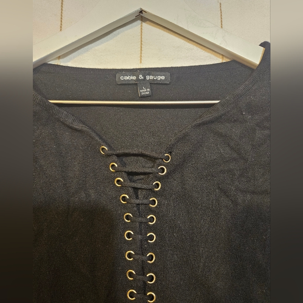 Cable and gauge Size large black sweater